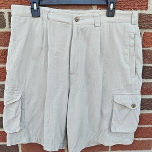 Paradise Collection Men's Khaki Tan Silk Shorts Size 36 Cargo